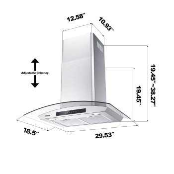 Wall Mount Range Hood 30 Inch With Soft Touch Control In Stainless Steel Tempered Glass Stove Vent Hood For Kitchen With 3 Sp