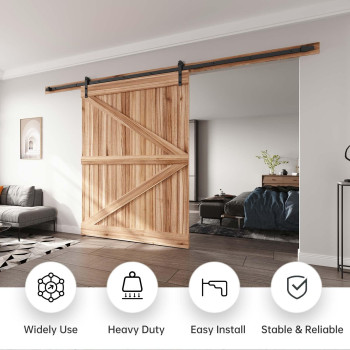 Easelife 12 Ft Heavy Duty Sliding Barn Door Hardware Track Kit Straight Pulley Slide Smoothly Quietly Easy Install 12Ft Track K