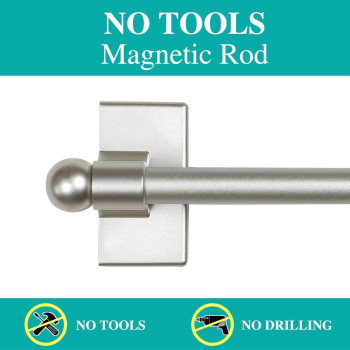 Turquoize 2 Pack Magnetic Curtain Rods For Metal Doors With Adjustable Length Extends From 16 Inch To 28 Inch Magnetic Cafe Curt