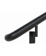 Promenaid 5Ft Ada Handrail Kit Satin Black Complete Indooroutdoor Handrail For Stairs 16 Round Anodized Aluminum Raili