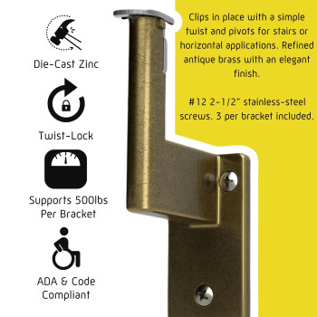 Promenaid 18Ft Ada Handrail Kit Architectural Bronze Complete Indooroutdoor Handrail For Stairs 16 Round Anodized Alum