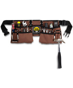 11 Pocket Brown And Black Heavy Duty Construction Tool Belt Work Apron Tool Pouch With Poly Web Belt Quick Release Buckle A