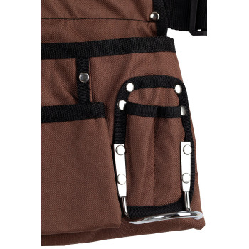 11 Pocket Brown And Black Heavy Duty Construction Tool Belt Work Apron Tool Pouch With Poly Web Belt Quick Release Buckle A