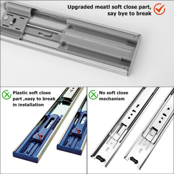 Lontan Soft Close Drawer Slides 22 Inch Cabinet Drawer Slides 10 Pairs Ball Bearing Drawer Slides Heavy Duty Full Extension Dr