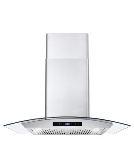 Cosmo 668Wrcs75 Wall Mount Range Hood With Ducted Exhaust Vent 3 Speed Fan Soft Touch Controls Tempered Glass Permanent Filt