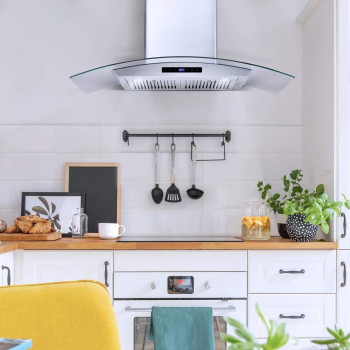 Cosmo Cos668Wrcs90 36 In Ducted Wall Mount Range Hood In Stainless Steel With Touch Controls Led Lighting And Permanent Filte