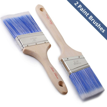 Bates 2 Pack Wood Handle Paint Brushes Set Professional House Trim Sash Paint Brush