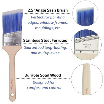 Bates 2 Pack Wood Handle Paint Brushes Set Professional House Trim Sash Paint Brush