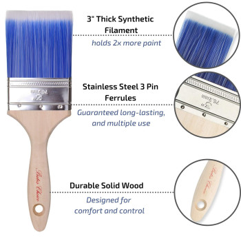 Bates 2 Pack Wood Handle Paint Brushes Set Professional House Trim Sash Paint Brush