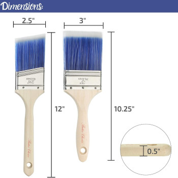 Bates 2 Pack Wood Handle Paint Brushes Set Professional House Trim Sash Paint Brush