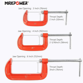 Maxpower 3 Piece C Clamp Set 3Inch C Clamp 4Inch C Clamp 6Inch C Clamp