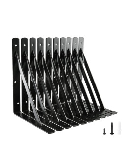 Home Master Hardware 12 Inch X 8 Inch Heavy Duty Shelf Brackets Load Capacity 600Lb Black Metal 90 Degree Supports For Shelve