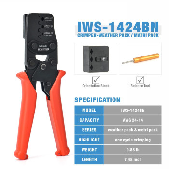 Icrimp Weather Pack Crimp Tool For Awg 2414 Crimping Delphi Aptiv Weather Pack Terminals Or Metripack Connectors Crimp Termin