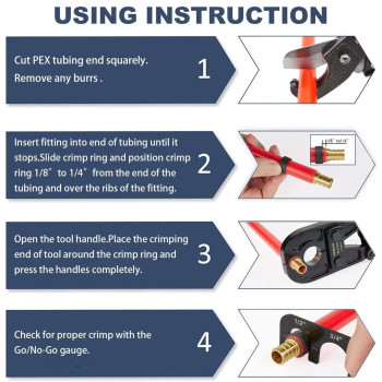 Efield Pex Pipe 12 Inch And 34 Inch Combo Crimping Tool For Copper Ring With Gonogo Gauge With Free Cutter Meet Astm1807