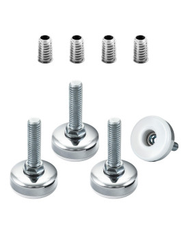 Powertec Threaded Leveling Feet 4Pk W 3816 Threaded Inserts Heavy Duty Adjustable Furniture Feet Wlarge Nonmarring Pads