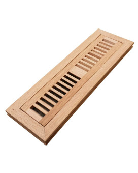 Homewell Red Oak Wood Floor Register Flush Mount Vent Cover 2X12 Inch No Damper Unfinished