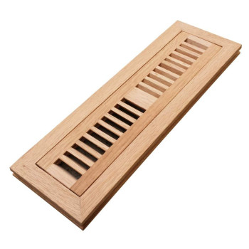 Homewell Red Oak Wood Floor Register Flush Mount Vent Cover 2X12 Inch No Damper Unfinished