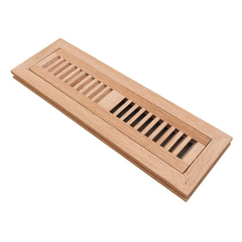 Homewell Red Oak Wood Floor Register Flush Mount Vent Cover 2X12 Inch No Damper Unfinished