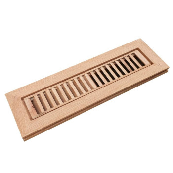 Homewell Red Oak Wood Floor Register Flush Mount Vent Cover 2X12 Inch No Damper Unfinished