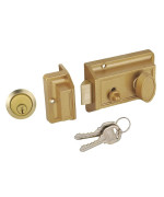 Sumbin Night Latch Lock Zinc Cylinder With Latch Bolt Gold Finish