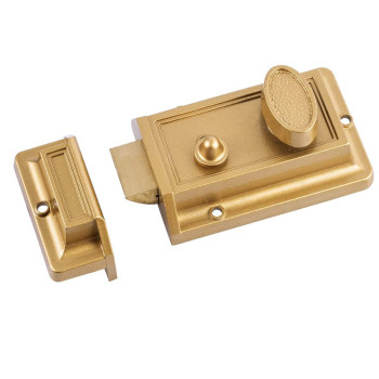 Sumbin Night Latch Lock Zinc Cylinder With Latch Bolt Gold Finish