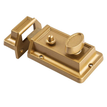 Sumbin Night Latch Lock Zinc Cylinder With Latch Bolt Gold Finish