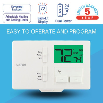 Lux Pro P111 Nonprogrammable Thermostat 1 Heat 1 Cool Batteries Included