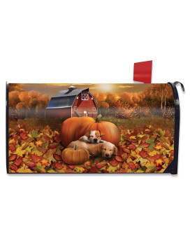 Briarwood Lane Welcome Fall Puppies Magnetic Mailbox Cover Pumpkin Barn Autumn Standard