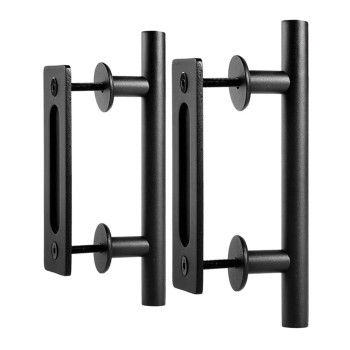 Easelife 2 Pack 12 Sliding Barn Door Handles And Pulls Rustic Double Sided Hardware Set Heavy Duty Matte Black Powder Coated F