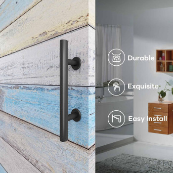 Easelife 2 Pack 12 Sliding Barn Door Handles And Pulls Rustic Double Sided Hardware Set Heavy Duty Matte Black Powder Coated F