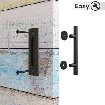 Easelife 2 Pack 12 Sliding Barn Door Handles And Pulls Rustic Double Sided Hardware Set Heavy Duty Matte Black Powder Coated F