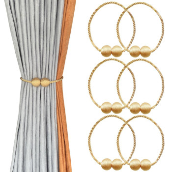 Melaluxe 6 Pack Magnetic Curtain Tiebacks Decorative Curtain Holdbacks For Window D Cor Gold