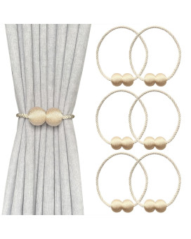 Melaluxe 6 Pack Magnetic Curtain Tiebacks Decorative Curtain Holdbacks For Window D Cor Beige