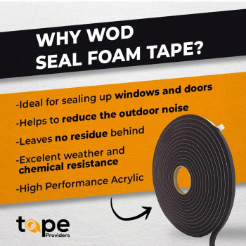 Wod Ssfldft Closed Cell Sponge Rubber Foam Tape 316 Inch Thick 38 Inch X 50 Ft Made In Usa Weatherstrip Seal Windows And D