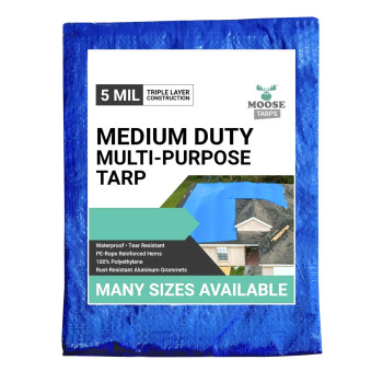 Moose Supply 20 X 50 Waterproof Tarp Medium Duty Reversible Bluesilver Multipurpose Indoor And Outdoor Tarps For Tents Woo