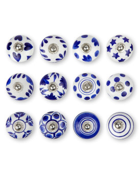 Knobknob Set Of 12 Handmade Ceramic Knobs 3 Colour Design Ceramic Cabinet Knobs Drawer Pulls For Home Kitchen Bathroom Or