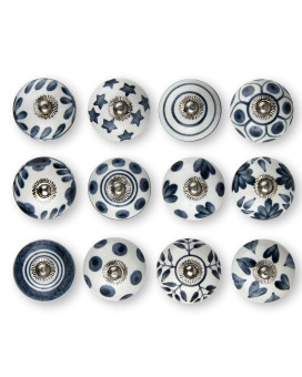 Knobknob Set Of 12 Handmade Ceramic Knobs 3 Colour Design Ceramic Cabinet Knobs Drawer Pulls For Home Kitchen Bathroom Or