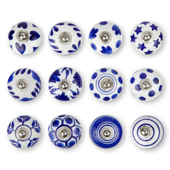 Knobknob Set Of 12 Handmade Ceramic Knobs 3 Colour Design Ceramic Cabinet Knobs Drawer Pulls For Home Kitchen Bathroom Or