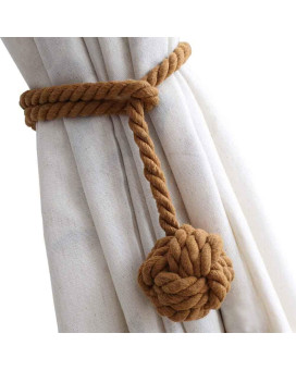 Melaluxe 2 Pack Curtain Tiebacks Heavy Duty Curtain Rope Tieback Handmade Rural Decorative Curtain Holdbacks Light Coffee