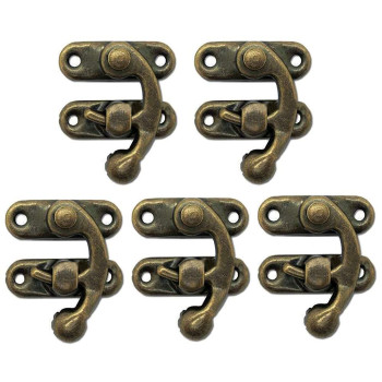 Biaungdo 5Pcs Retro Vintage Style Swing Bag Clasp Closure Lock Latch For Furniture Wooden Box Jewelry Case Bronze Tone