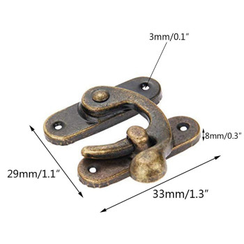 Biaungdo 5Pcs Retro Vintage Style Swing Bag Clasp Closure Lock Latch For Furniture Wooden Box Jewelry Case Bronze Tone