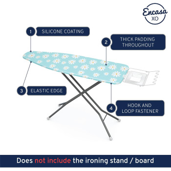 Encasa Ironing Board Covers 18 X 49 Inch Drawstring Tightening With Thick 3 Mm Felt Padding Easy Fit Scorch Resistant Print