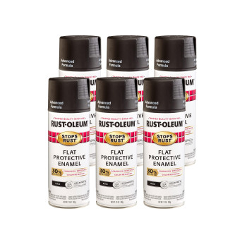 Rustoleum 3389486Pk Stops Rust Advanced Spray Paint 12Ounce Flat Black Pack Of 6