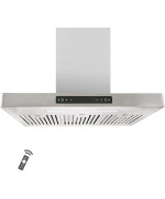 Vesta Copenhagen 800Cfm 36 Stainless Steel Wall Mounted Range Hood With 6 Speeds Touchgesture Control 6 Round Vent Baffle