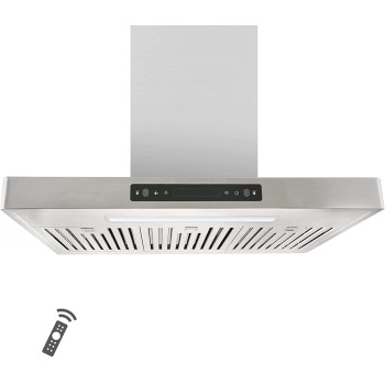 Vesta Copenhagen 800Cfm 36 Stainless Steel Wall Mounted Range Hood With 6 Speeds Touchgesture Control 6 Round Vent Baffle