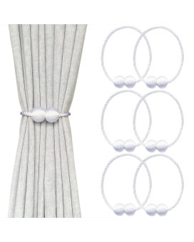 Melaluxe 6 Pack Magnetic Curtain Tiebacks Decorative Curtain Holdbacks For Window D Cor White