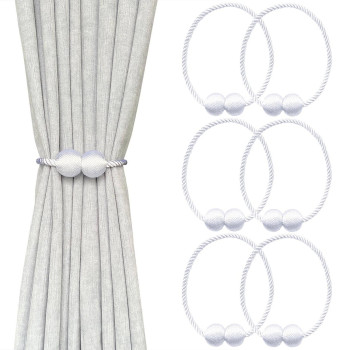 Melaluxe 6 Pack Magnetic Curtain Tiebacks Decorative Curtain Holdbacks For Window D Cor White