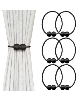 Melaluxe 6 Pack Magnetic Curtain Tiebacks Decorative Curtain Holdbacks For Window D Cor Black