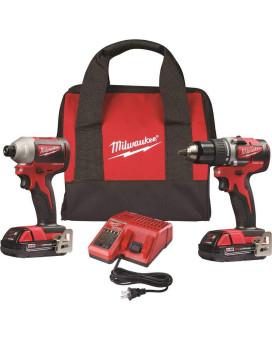 Milwaukee 289222Ct M18 Compact Brushless 2Tool Combo Kit Drill Driverimpact Driver