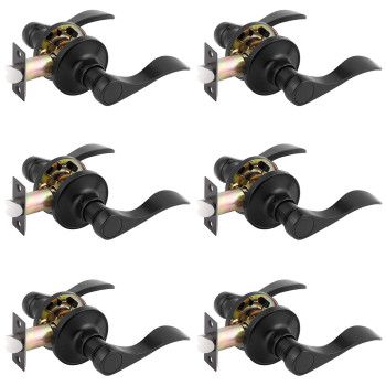 Gobrico 6 Pack Wave Style Passage Levers Interior Door Handles In Matte Black Hallwaycloset Door Locksets